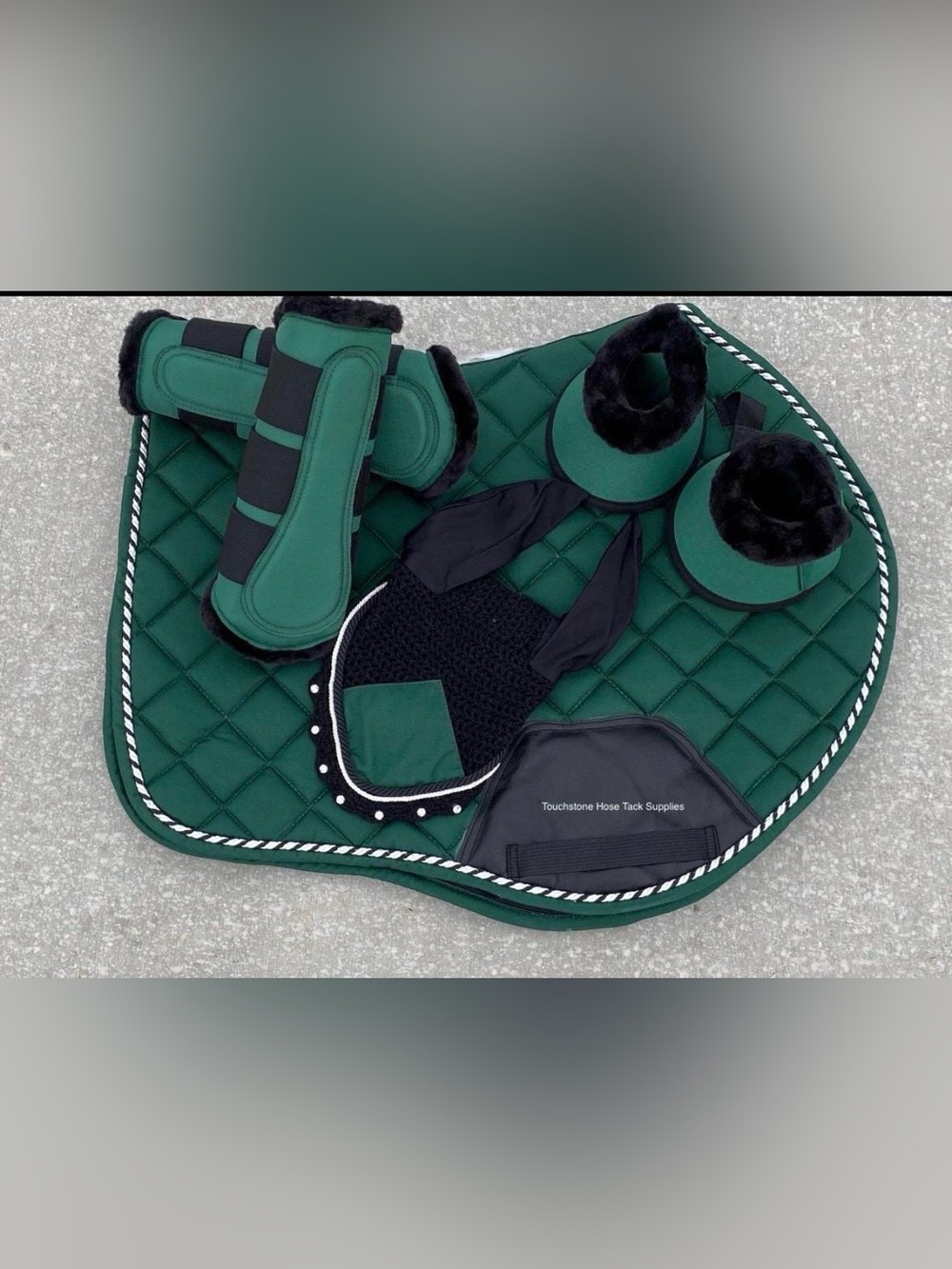 Emerald Green Quilted Horse Saddle Pad & Matching Tack Set